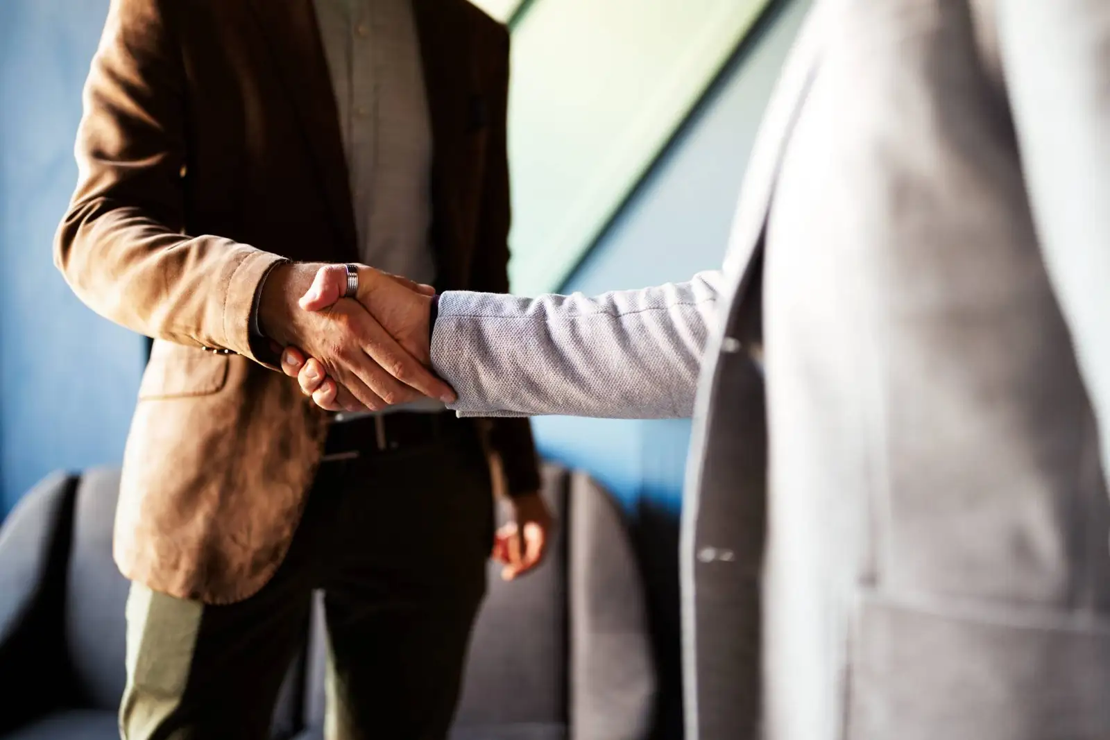 Two business people shaking hands